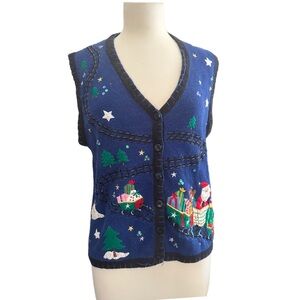 Vibtage Bobbie Brooks Christmas Button Front Vest L